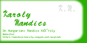 karoly mandics business card